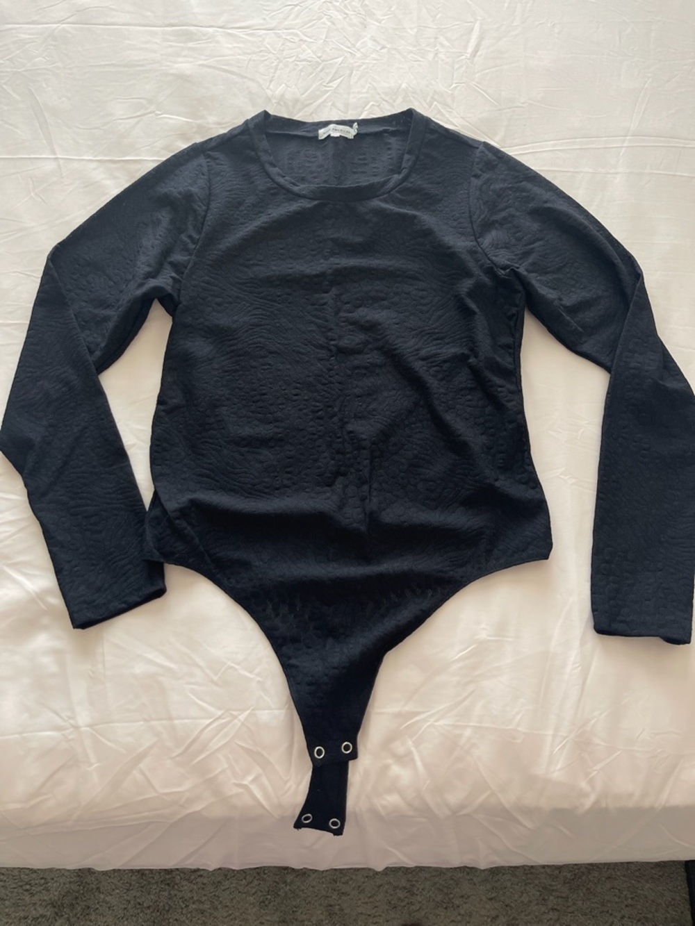 Good American Brushed Animal Print Mesh Long Sleeve Black Bodysuit (Sz 4)